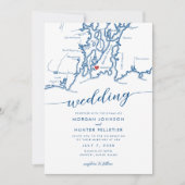 Minimal Modern Newport Rhode Island Map Wedding Einladung (Vorderseite)