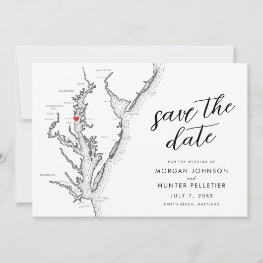 Minimal Modern North Beach MD Wedding Save The Date (Vorderseite)