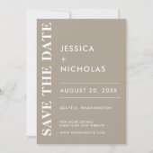 Minimal Modern Olive Gray Hochzeitsfeier Save The Date (Vorderseite)
