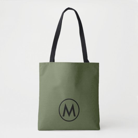 Minimal Modern Olive Green Monogram Tasche (Vorderseite)