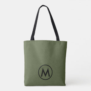 Minimal Modern Olive Green Monogram Tasche