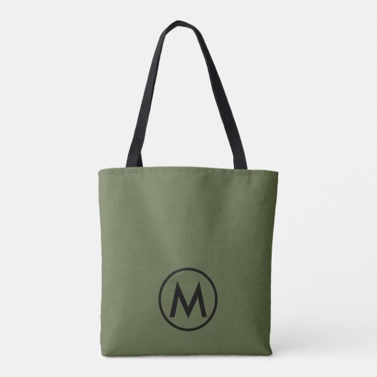 Minimal Modern Olive Green Monogram Tasche (Rückseite)