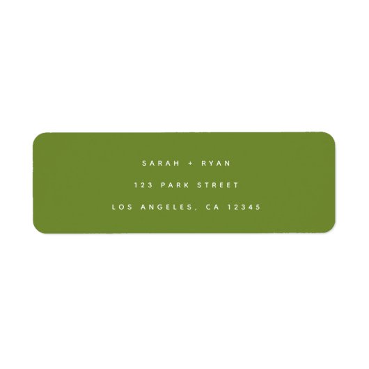 Minimal Modern Olive Green Wedding Return Address (Vorne)