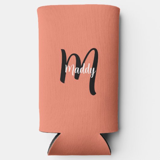 Minimal Modern Orange Monogram Name + Initial Selters Dosenkühler (Vorderseite)