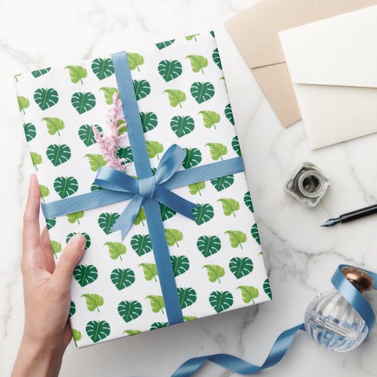 Minimal Modern Pflanze Grüne Blätter Muster Geschenkpapier (Schenken)