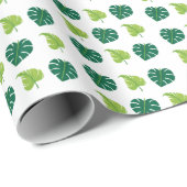 Minimal Modern Pflanze Grüne Blätter Muster Geschenkpapier (Rolleneckpunkt)