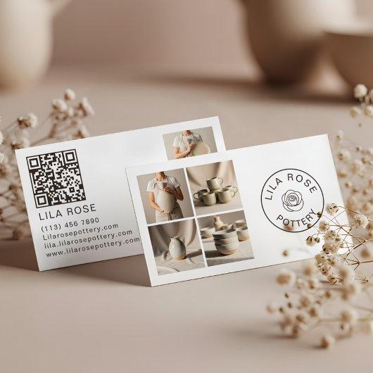 Minimal Modern Photo Collage Pottery Professional Visitenkarte