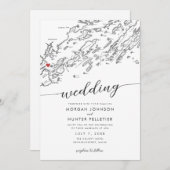 Minimal Modern Portland Maine Karte Hochzeit (Vorne/Hinten)