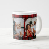 Minimal Modern Rustic Family Photo Christmas Jumbo-Tasse (Vorderseite Rechts)