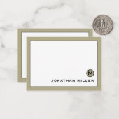 Minimal Modern Sage Green Monogram Mitteilungskarte (Vorderseite/Rückseite Beispiel)