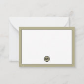 Minimal Modern Sage Green Monogram Mitteilungskarte (Rückseite)