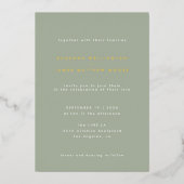Minimal Modern Sage Green Wedding Real Gold Folieneinladung (Vorderseite)