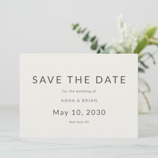Minimal Modern Save the Date with Monogram (Stehend Vorderseite)