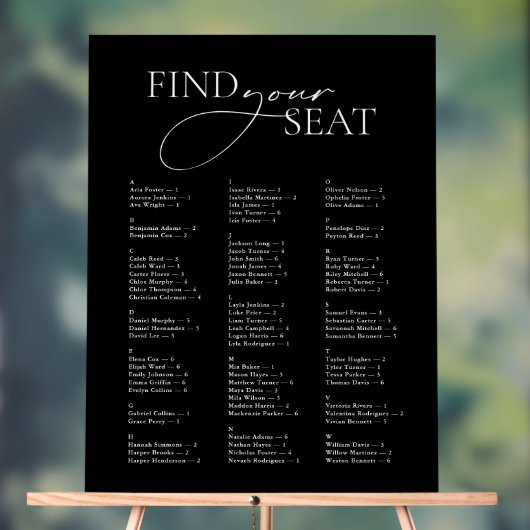 Minimal modern Schwarz-weiß finden Sie Ihre Sitzeh Acrylschild (Neutral)