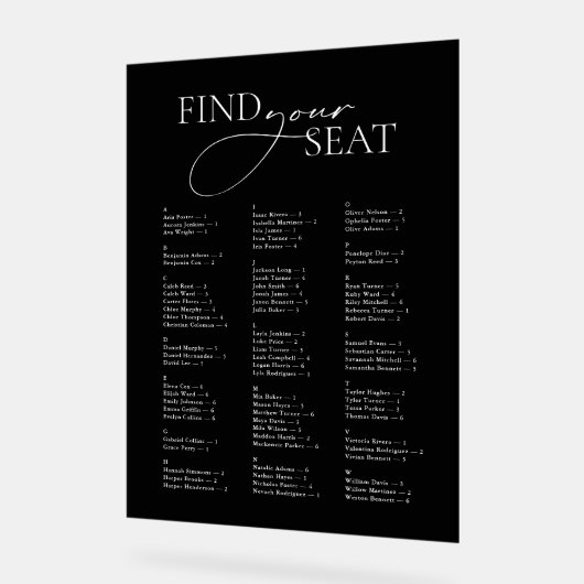 Minimal modern Schwarz-weiß finden Sie Ihre Sitzeh Acrylschild (Winkel)