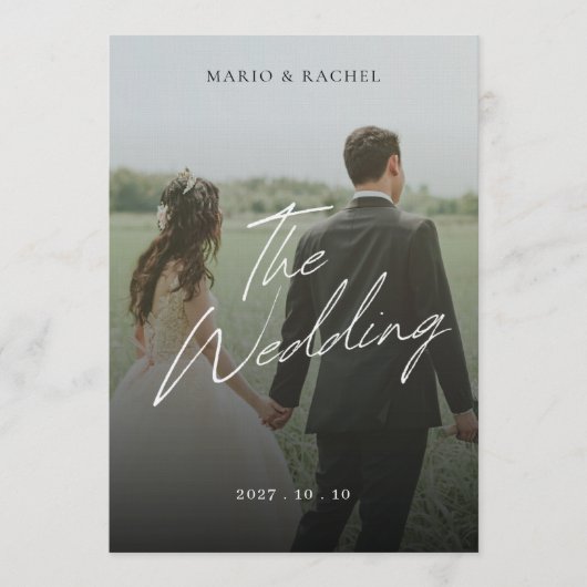 Minimal Modern Script Elegant Wedding Photo Einladung (Vorderseite)