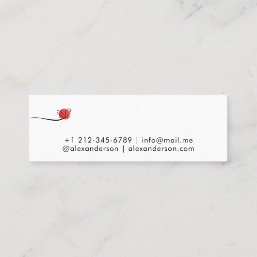 Minimal Modern Script Hallo Herz Mini Visitenkarte (Rückseite)