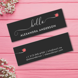 Minimal Modern Script Hallo Herz Mini Visitenkarte