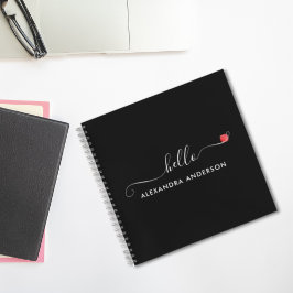 Minimal Modern Script Hallo Herz Notizblock