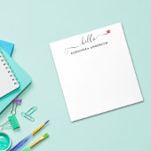 Minimal Modern Script Hallo Herz Notizblock