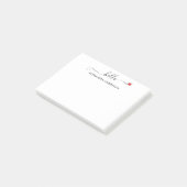 Minimal Modern Script Hallo Herz Post-it Klebezettel (angewinkelt)