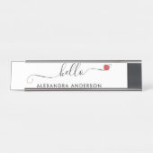 Minimal Modern Script Hallo Herz Schreibtischnamensplakette (Vorderseite )