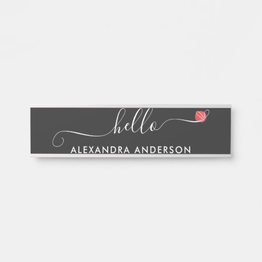 Minimal Modern Script Hallo Herz Türschild (Vorderseite )