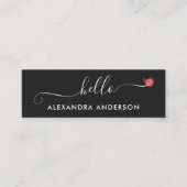 Minimal Modern Script Hello Heart QR Code Mini Visitenkarte (Vorderseite)