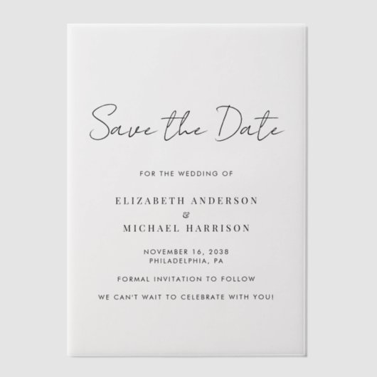 Minimal Modern Script Save the Date Overlay Pergament Einladungen (Vorderseite)