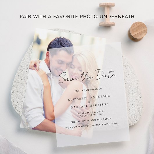 Minimal Modern Script Save the Date Overlay Pergament Einladungen