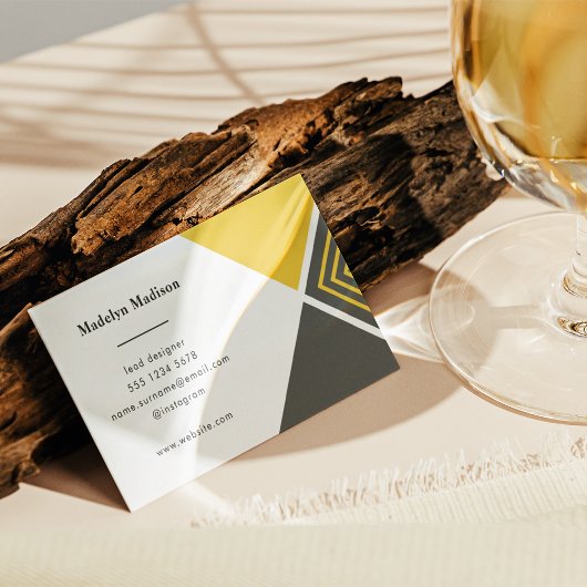 Minimal modern Senfgelb Diagonal Visitenkarte