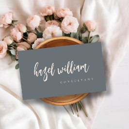 Minimal Modern Simple Blush Blue Gray Script Visitenkarte