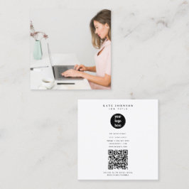 Minimal Modern Simple Business Logo Foto Quadratische Visitenkarte