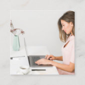 Minimal Modern Simple Business Logo Foto Quadratische Visitenkarte (Vorderseite)