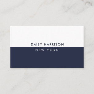 Minimal Modern Simple Luxury Navy und White Visitenkarte
