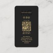 Minimal Modern Simple Monogram Beruflich Black Visitenkarte (Rückseite)