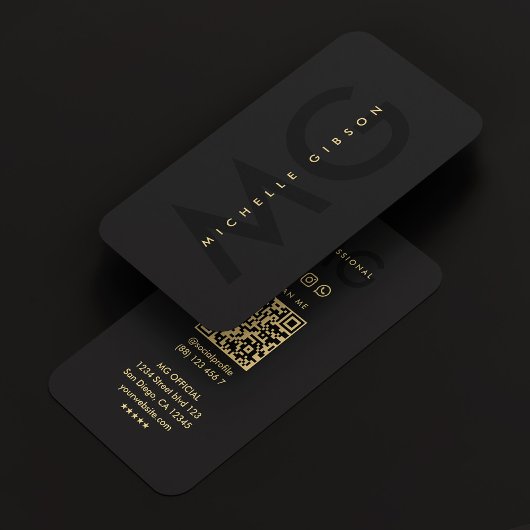 Minimal Modern Simple Monogram Beruflich Black Visitenkarte