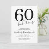 Minimal Modern Sixty and Fabulous 60th Birthday Einladung (Stehend Vorderseite)