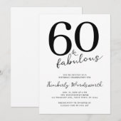 Minimal Modern Sixty and Fabulous 60th Birthday Einladung (Vorne/Hinten)