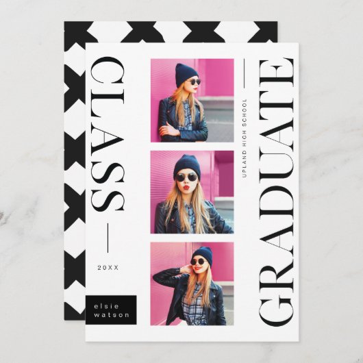 Minimal modern stilvoll | Multi-Foto-Abschluss Ankündigung (Vorne/Hinten)