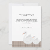 Minimal Modern Swan Kariert Gingham Boy Baby Showe Dankeskarte (Vorderseite)