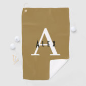 Minimal Modern Tan Brown Monogram Name + Initial Golfhandtuch (Insitu)