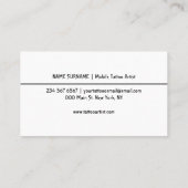Minimal Modern Tattoo Studio Visitenkarte (Rückseite)