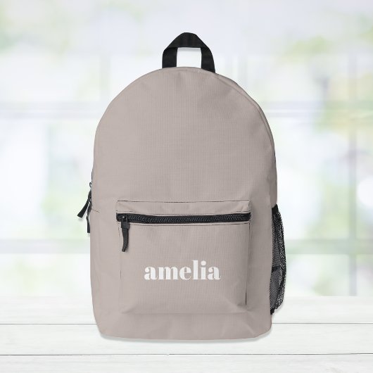Minimal Modern Taupe Monogram Name Bedruckter Rucksack