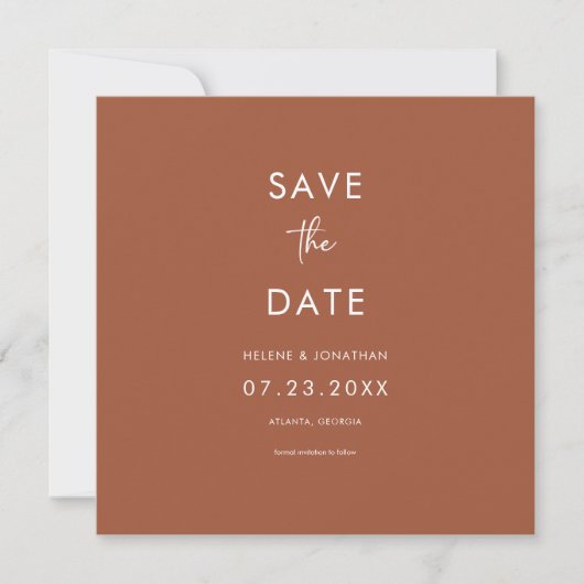 Minimal Modern Terracotta Wedding Save The Date (Vorderseite)