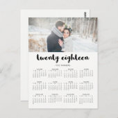 Minimal Modern Typografy 2018 Foto Calendar Postkarte (Vorne/Hinten)