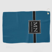 Minimal, modern und Aquamarin Mit Monogramm Golfhandtuch (Horizontal)
