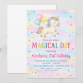 Minimal Modern Unicorn Geburtstag Einladung (Vorne/Hinten)