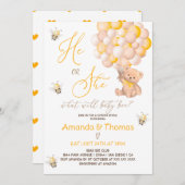 Minimal modern, was Baby Bee Gender Reveal Einladung (Vorne/Hinten)