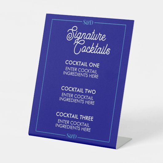 Minimal Modern Wedding Signature Cocktail Sign Sockelschild (Vorderseite)